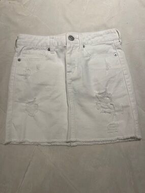 Aeropostale White Distressed Denim Mini Skirt